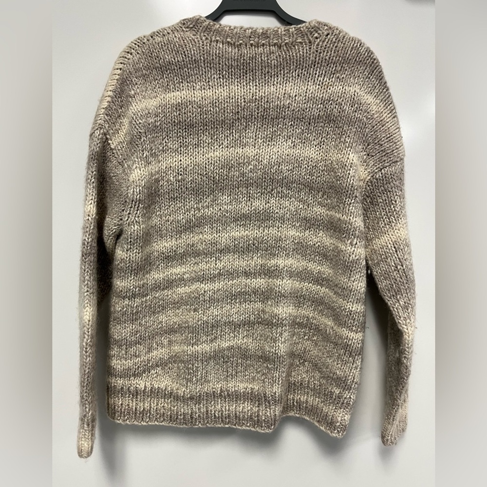 10 Crosby Derek Lam Taupe Gray Wool Alpaca Blend Knit Cardigan Sweater Sz. M - Picture 3 of 10